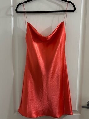 Double Zero Red Satin Cowl Neck Mini Dress